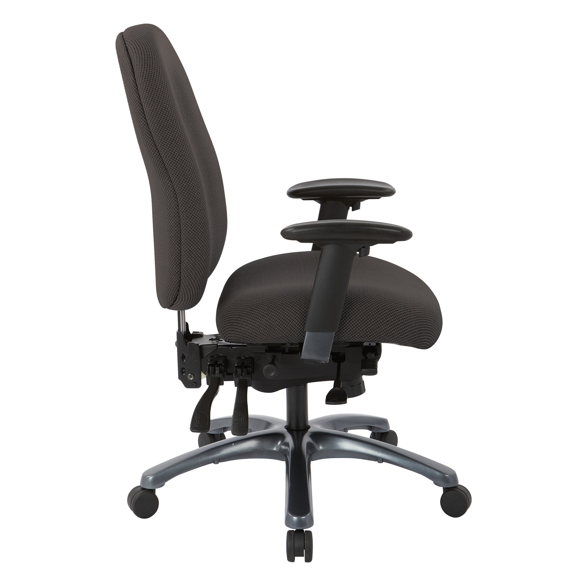 Multi-Function High Back Chair with Seat Slider and Titanium Finish Base